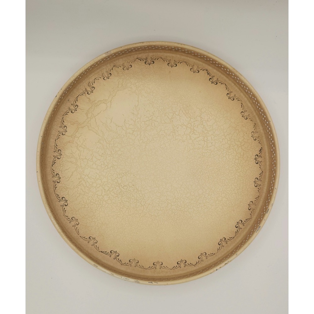 Vintage‎ Look Round Crackled Decorative Vanity Tray Yellow